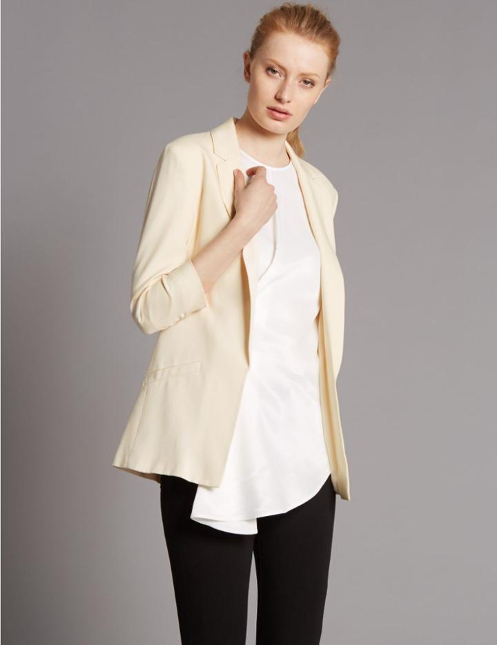 Marks & Spencer Ruched Sleeve Blazer Cream
