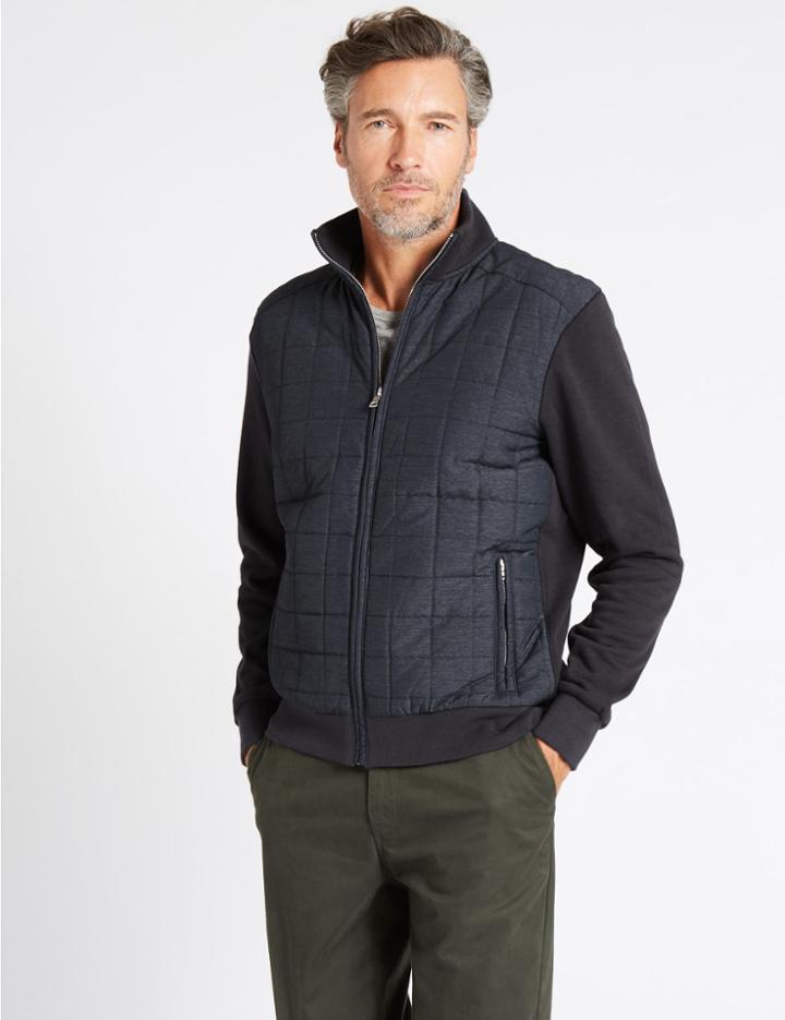 Marks & Spencer Cotton Rich Funnel Neck Sweatshirt Navy Mix