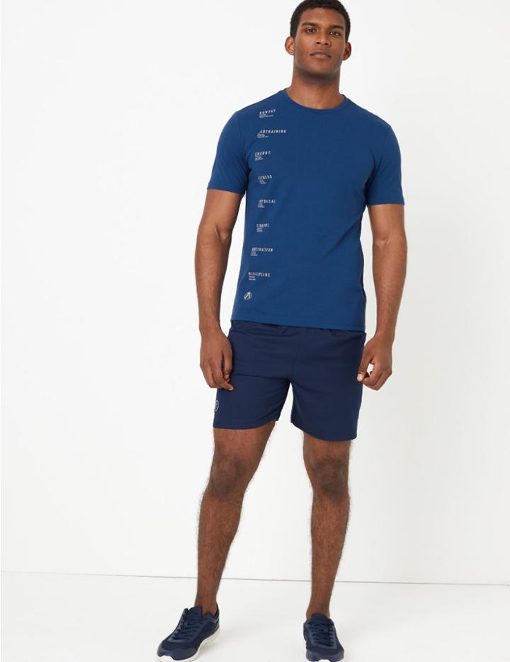 Marks & Spencer Active Print T-shirt Indigo Mix