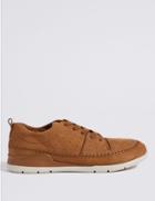 Marks & Spencer Leather Stitch Detail Lace-up Trainers Tan