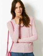 Marks & Spencer Lambswool Rich Textured V-neck Jumper Pale Pink