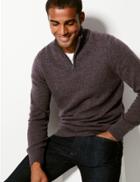 Marks & Spencer Lambswool Half Zip Top Dark Berry