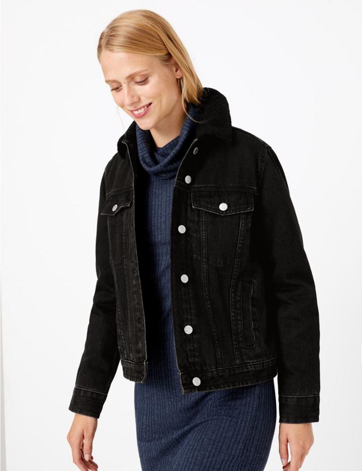 Marks & Spencer Denim Borg Lined Jacket Black