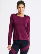 Marks & Spencer Striped Long Sleeve Double Layer Sport Top Navy Mix