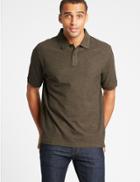 Marks & Spencer Pure Cotton Pique Polo Shirt Brown Marl