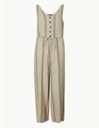 Marks & Spencer Striped Round Neck Jumpsuit Natural Mix
