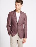 Marks & Spencer Linen Blend Tailored Fit Textured Jacket Raspberry