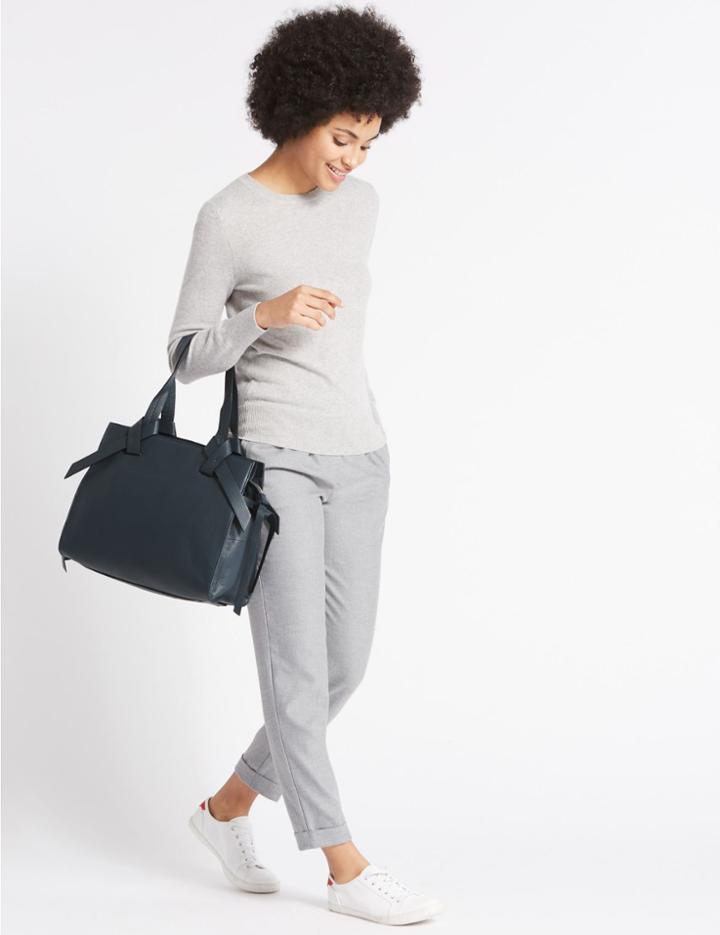 Marks & Spencer Leather Knot Detail Tote Bag Teal