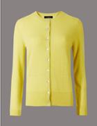 Marks & Spencer Pure Cashmere Button Through Cardigan Chartreuse