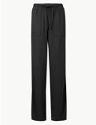 Marks & Spencer Linen Rich Jersey Wide Leg Trousers Black
