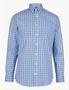 Marks & Spencer Pure Cotton Tailored Fit Oxford Shirt Blue Mix
