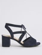 Marks & Spencer Extra Wide Fit Block Heel Lace-up Sandals Navy