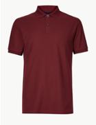 Marks & Spencer Pure Cotton Polo Shirt Dark Red