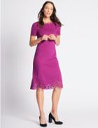 Marks & Spencer Cutwork Short Sleeve Skater Midi Dress Pink