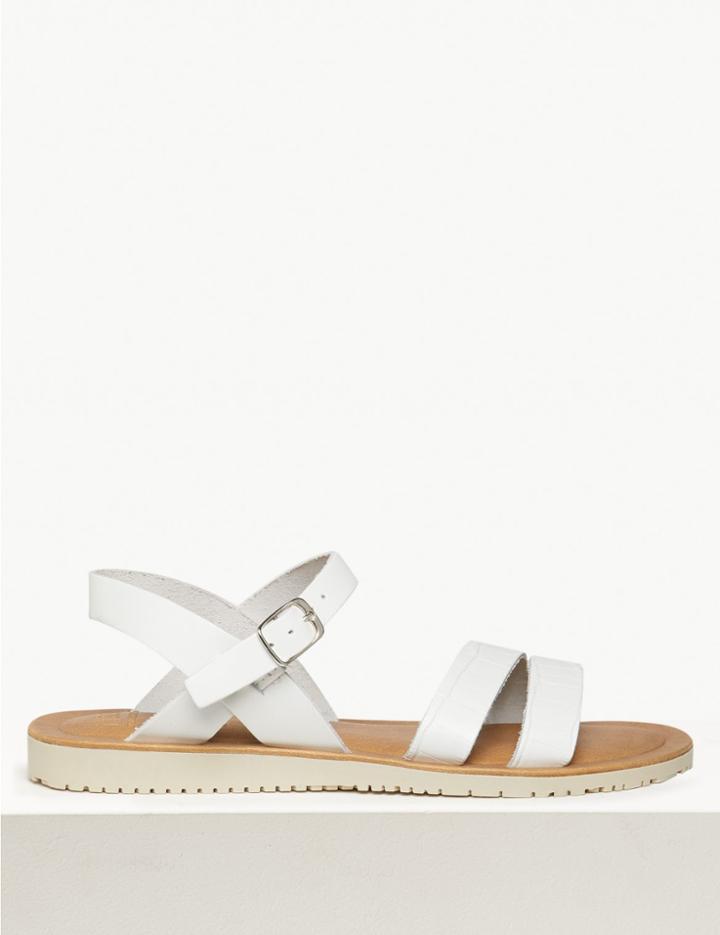 Marks & Spencer Leather Asymmetric Two Band Sandals White