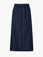 Marks & Spencer Pure Cotton Denim Midi Skirt Indigo Mix