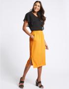 Marks & Spencer Split Side Column Midi Skirt Mandarin