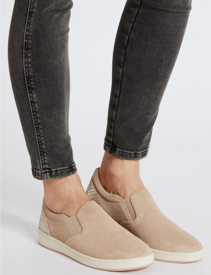 Marks & Spencer Suede Slab Sole Trainers With Footglove&trade; Dusky Pink