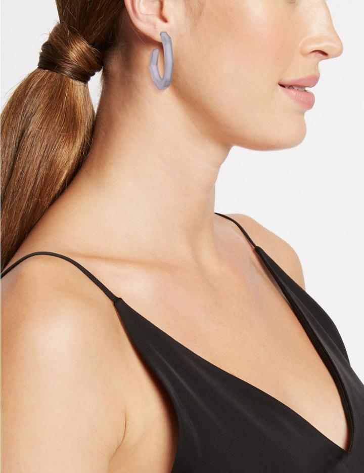 Marks & Spencer Hexagon Hoop Earrings Grey