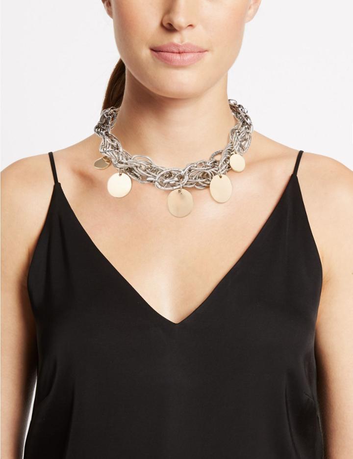 Marks & Spencer Chain Collar Necklace Silver Mix