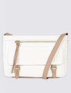 Marks & Spencer Faux Leather Washed Across Body Bag White Mix