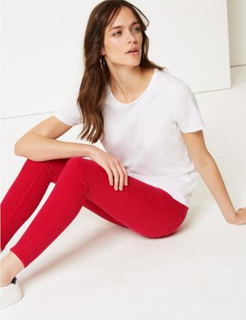 Marks & Spencer Mid Rise Super Skinny Jeans Cranberry