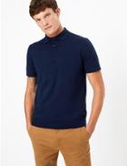Marks & Spencer Cotton Rich Knitted Polo Indigo
