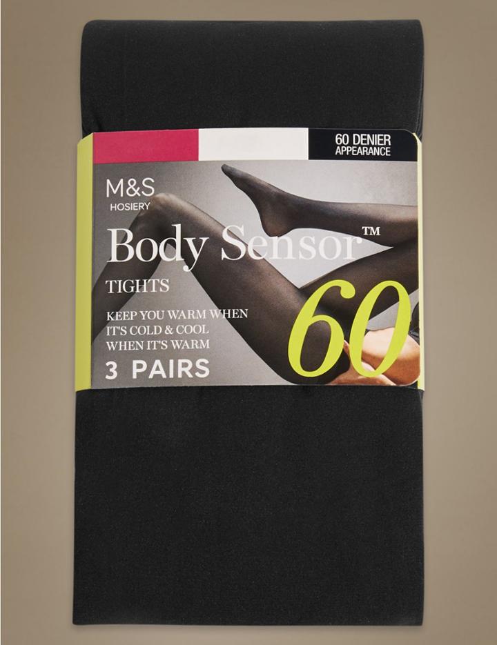 Marks & Spencer 3 Pair Pack 60 Denier Body Sensor&trade; Opaque Tights Black