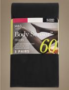Marks & Spencer 3 Pair Pack 60 Denier Body Sensor&trade; Opaque Tights Black