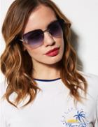 Marks & Spencer Bling Rimless Square Sunglasses Blue Mix