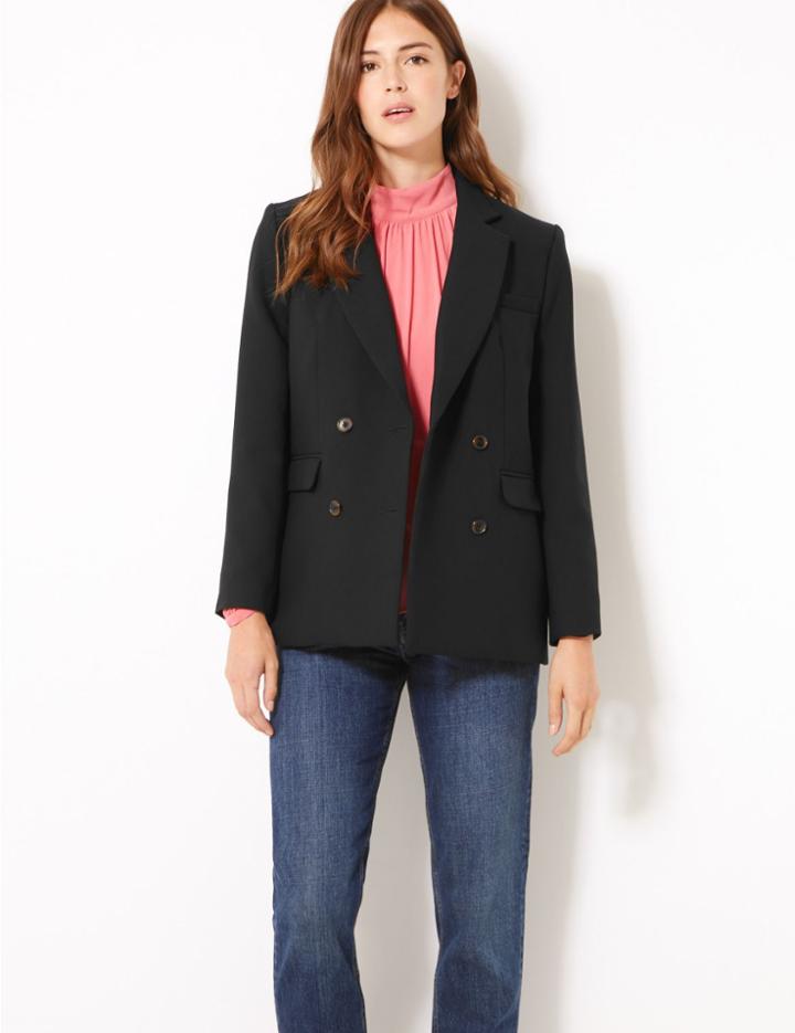 Marks & Spencer Double Breasted Oversized Blazer Black