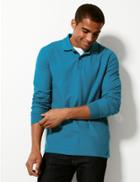 Marks & Spencer Cotton Long Sleeve Polo Shirt Teal