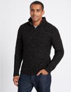 Marks & Spencer Textured Half Zipped Jumper Charcoal