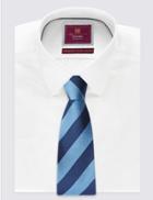 Marks & Spencer Pure Silk Bold Stripe Tie Bluebell