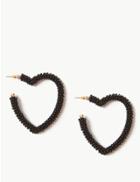 Marks & Spencer Beaded Heart Hoop Earrings Black