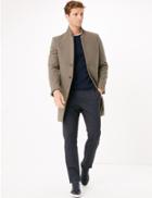 Marks & Spencer Wool Notched Collar Overcoat Natural