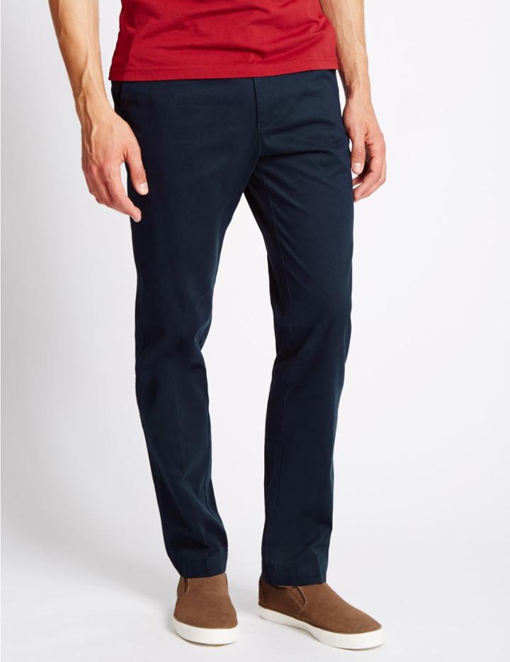 Marks & Spencer Slim Fit Pure Cotton Chinos Navy