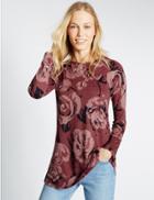 Marks & Spencer Floral Print Long Sleeve Tunic Pink Mix