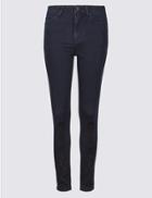 Marks & Spencer Embroidered Hem Mid Rise Slim Fit Jeans Indigo