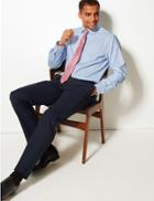Marks & Spencer Cotton Blend Regular Fit Non-iron Shirt Blue Mix