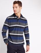 Marks & Spencer Pure Cotton Striped Rugby Top Blue Mix