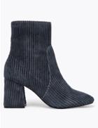 Marks & Spencer Corduroy Flared Block Heel Ankle Boots Navy