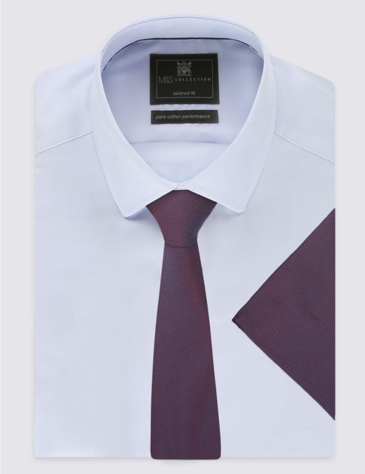 Marks & Spencer Pure Silk Neat Tie Burgundy Mix