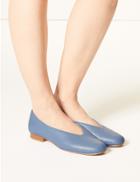 Marks & Spencer Leather High Cut Ballerina Pumps Light Blue