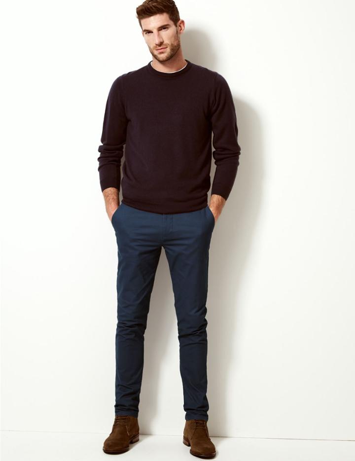 Marks & Spencer Skinny Fit Chinos With Stretch Indigo