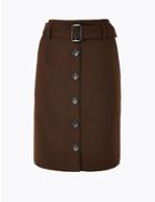 Marks & Spencer Button Front Belted Mini Skirt Chocolate