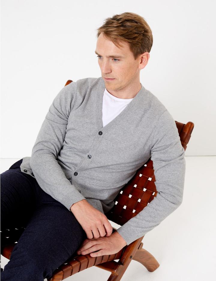 Marks & Spencer Cotton V-neck Cardigan