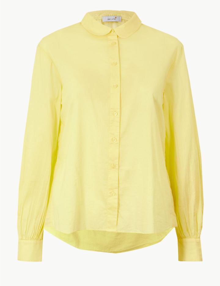 Marks & Spencer Pure Cotton Long Sleeve Shirt Bright Yellow