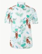Marks & Spencer Cotton Rich Tiger Print Shirt Multi