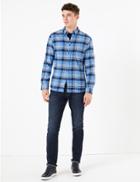 Marks & Spencer Pure Cotton Check Flannel Shirt Blue